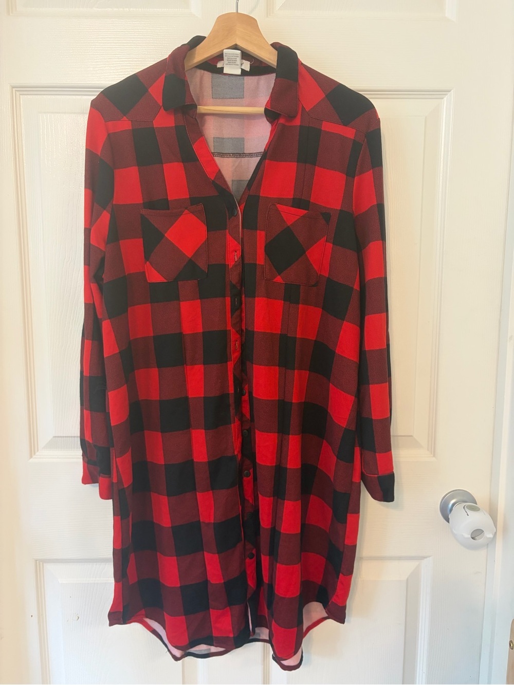 Passport women’s Red and Black Buffalo Plaid Button-Up Shirt Dress size 1X